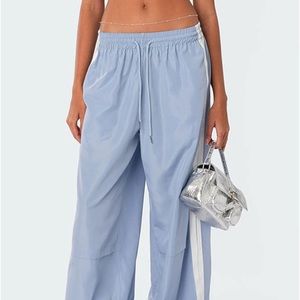 Edikted light blue nylon track pants
